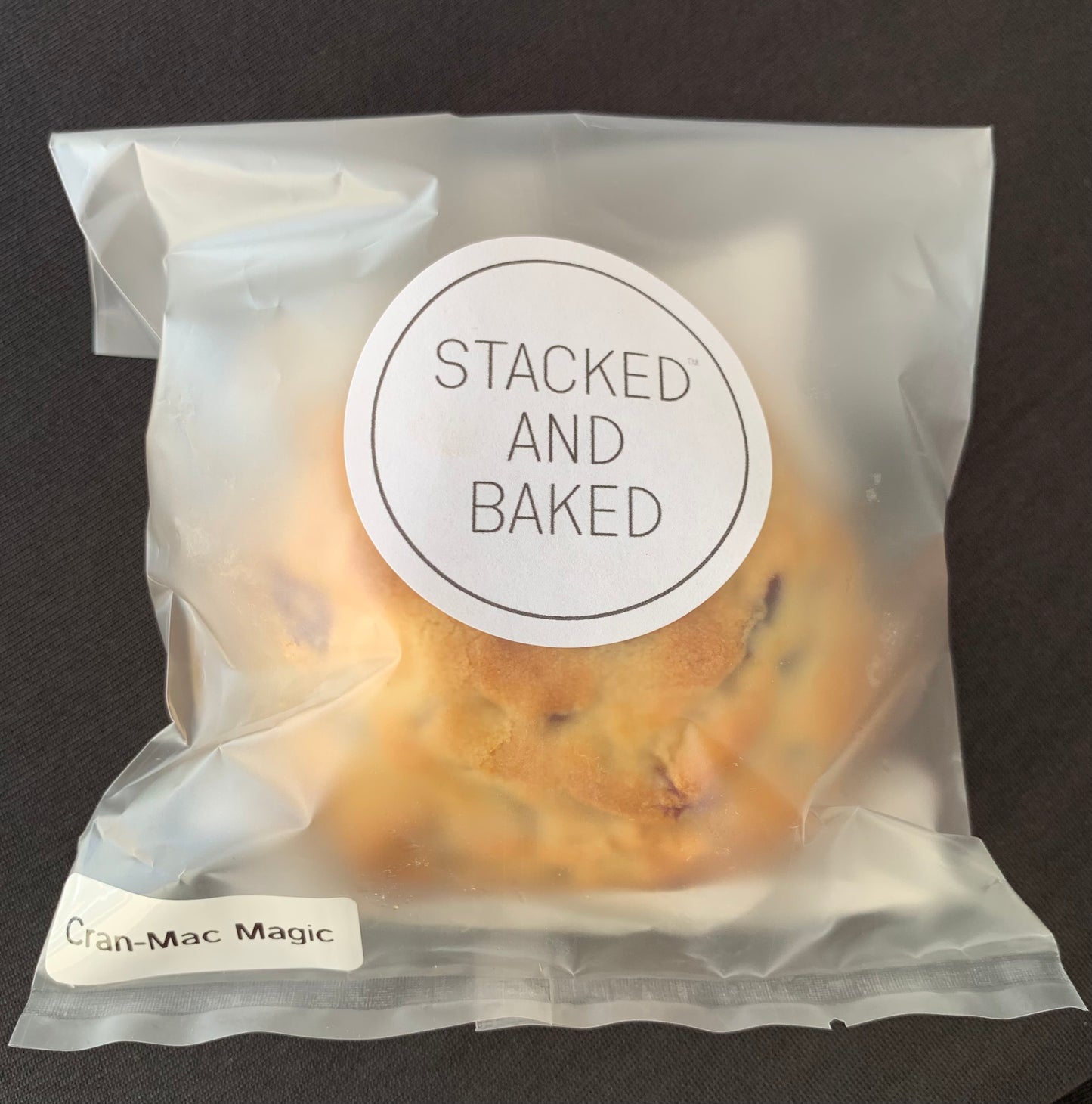 STACKED AND BAKED - NY STYLE COOKIES - STACKED COOKIE C - STACKED - CRANBERRIES - MACADEMIA - MACADEMIA NUTS - CRANBERRY MACADEMIA NUTS COOKIE - MACADEMIA COOKIE