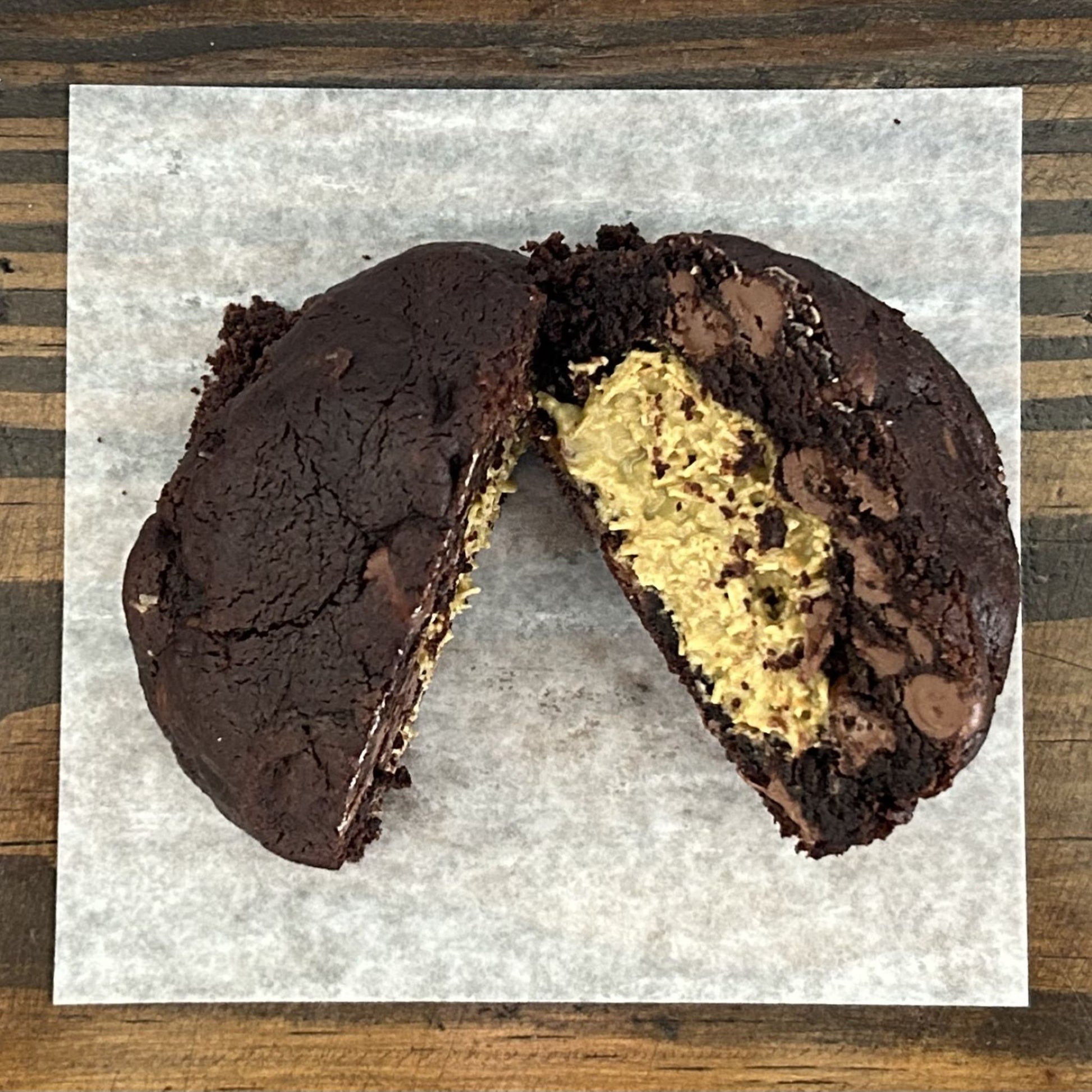 STACKED AND BAKED - NY STYLE COOKIES - STACKED COOKIES - DOUBLE CHOCOLTE - DUBAI PASTE- ROASTED KATAIFI DOUGH - PISTACHIO CREAM